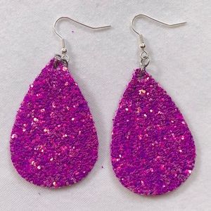 2 for $13 glitter Leather Teardrop Earrings